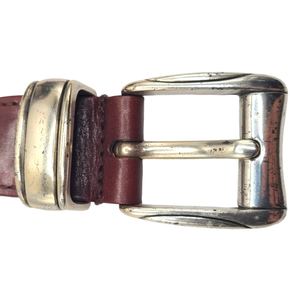 Bill Adler Studio Brown Genuine Leather Belt Woven Braid Silver Hardware Men 36 - Picture 8 of 14